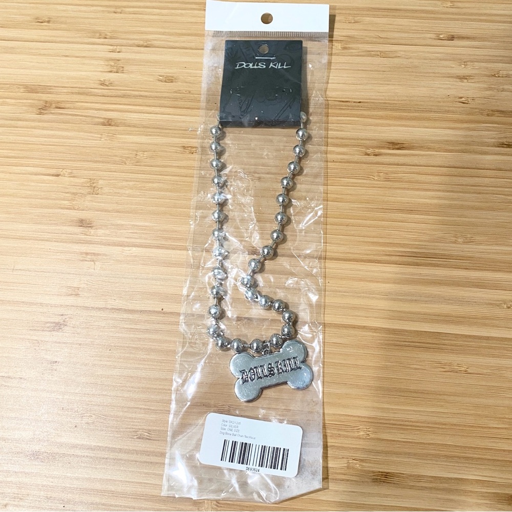 Dolls Kill Dog Bone Ball Chain Necklace